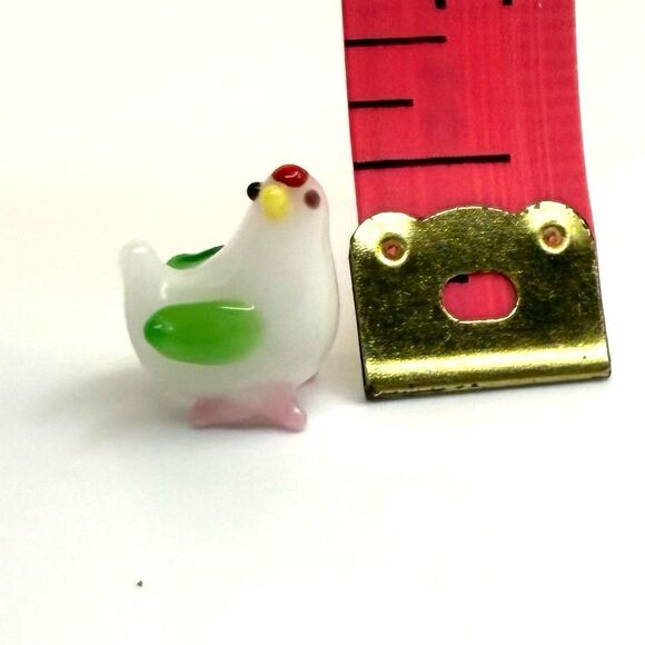 Vintage glass miniature bird micro mini figurine rooster hen Chicken - Picture 5 of 5